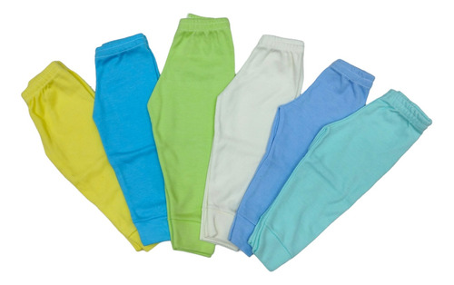 6 Pack Pantalones Sin Pie Colores Pastel Bebés 100% Algodón 