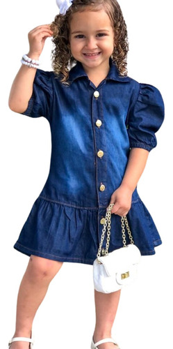 Vestido Blogueira Infantil Costas Coração Menina Jeans Diva