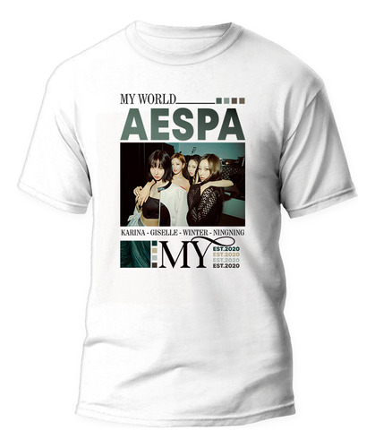 Camiseta Básica Unissex Kpop Aespa My World