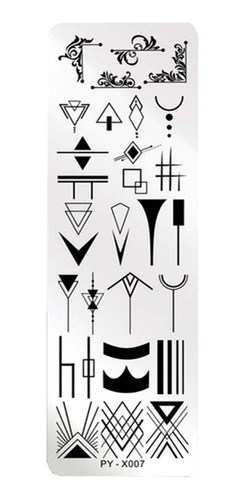 Placa Metálica Stamping De Uñas Diseño  De Lujo Geométrico