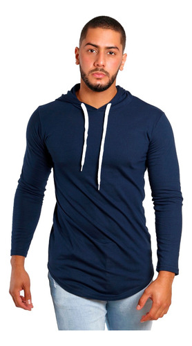 Polera Long Fit / Manga Largas Con Capucha, 