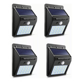 4pzs Lampara Led Solar Reflector Exterior Jardin Sensor Luz Color De La Carcasa Negro