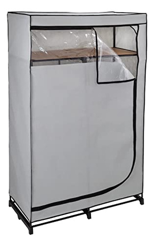 46-inch Wide Portable Wardrobe Closet With Cover And Sh...