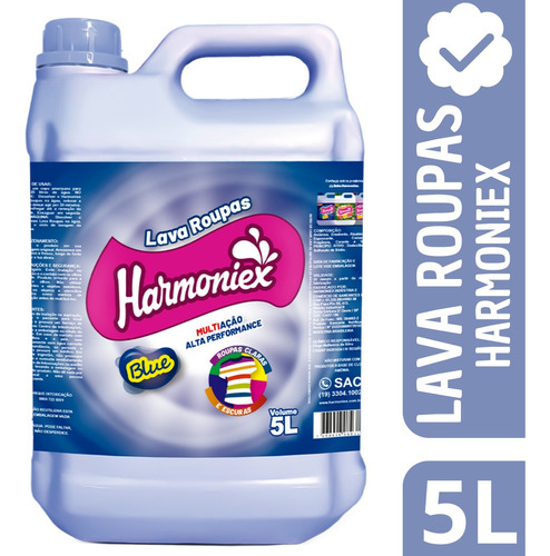 Sabão Liquido Harmoniex Lava Roupas Blue Alta Performance 5l