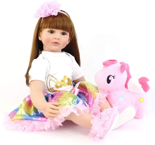 Bebe Aspecto Realista Silicona + Accesorios Unicornio