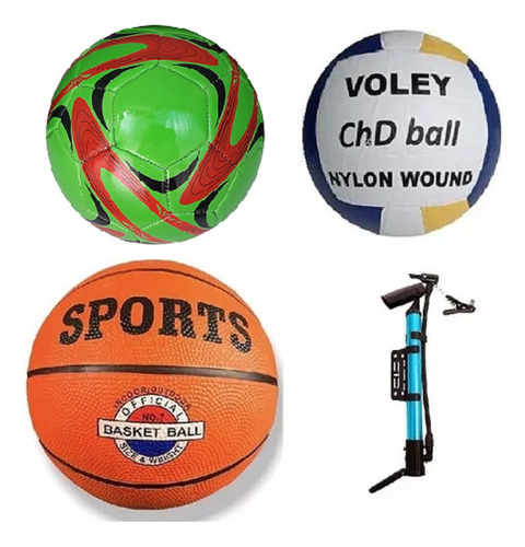 Pelota Futbol + Voley + Basquet + Inflador + Envio Todo! Chd