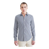 Camisa Hombre Original Woven Slim Fit Azul Cuadritos Dockers