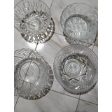 4 Hermosas Ensaladeras De Cristal Antiguas Y Enteras