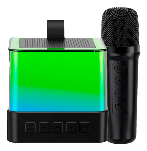 Mini Maquina De Karaokê Led Com 1 Microfones Bluetooth