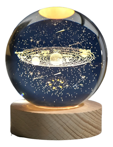 Lampara Esfera De Cristal Decorativa Luz Led Nocturna 3d 