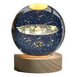Lampara Esfera De Cristal Decorativa Luz Led Nocturna 3d 