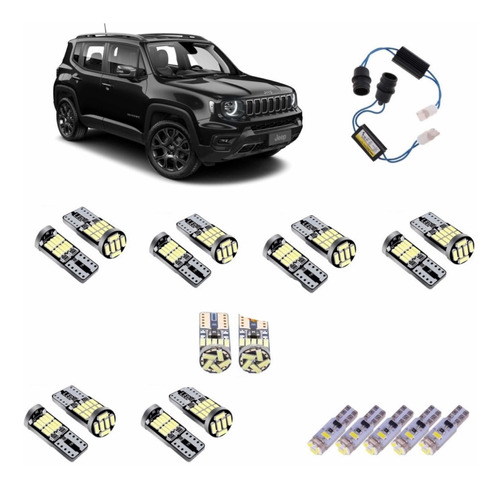 Kit Lâmpada Led Jeep Renegade Branco Internas Placa