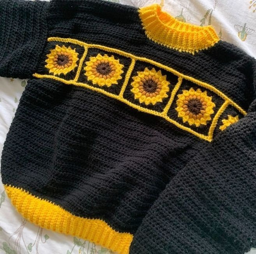 Sweater Tejido A Mano Crochet Girasol