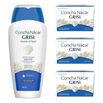 Crema Corporal Concha Nacar Grisi 400ml + 3 Jabon 125g | Envío gratis