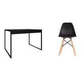 Mesinha Preta Multiuso 90x60cm Com Cadeira Eames Preta