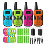 . Walkie Talkies Para Niños, Paquete De 4 Recargables: .