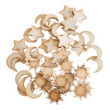 50 Figuras Sol Lunas Estrellas 5cm En Madera Mdf