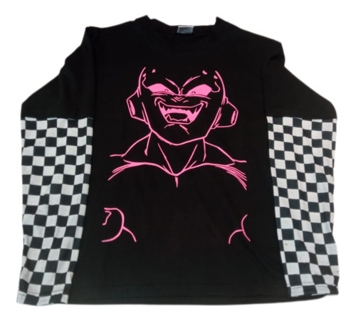 Remera Majin Buu Mangas Rayadas Algodón Premium