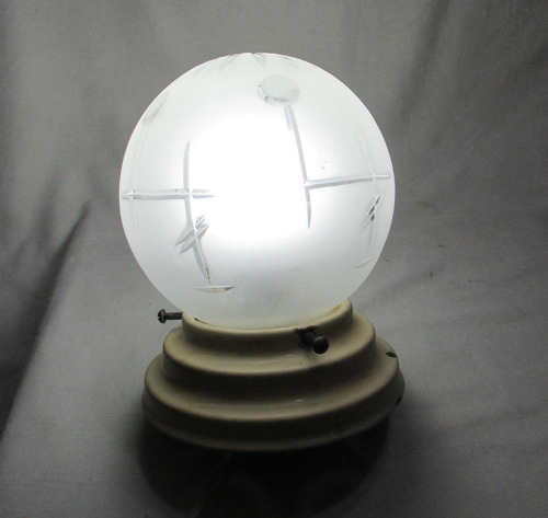 Lámpara De Techo Globo Cristal Tallado Base Enlozada 1 Luz