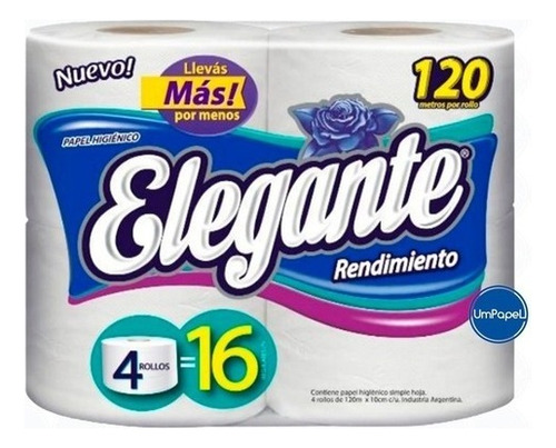 Papel Higienico Elegante 120 Mts. Pack X 4 Rollos Full