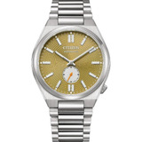 Reloj Citizen Automatico Tsuyosa Nk5010-51x Verde Correa Plateado Bisel Plateado