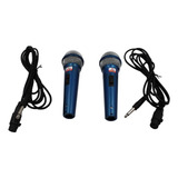 Kit 2 Microfones Dinâmico Profissional C/ Fio Azul Importado