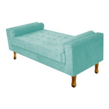 Recamier Baú Félix King Size 195cm Sued Azul Tiffany Amarena