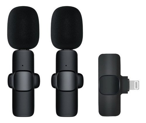 Micrófono Profesional Bluetooth De Doble Solapa Para iPhone iPad, Color Negro