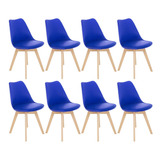 8 Cadeiras Estofada Leda Base Madeira Eames Cozinha Cores Estrutura Da Cadeira Azul Bic