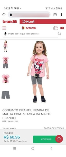 Conjunto Curtoconjunto 2pçs Brand Disney Minnie Rosa/cinza