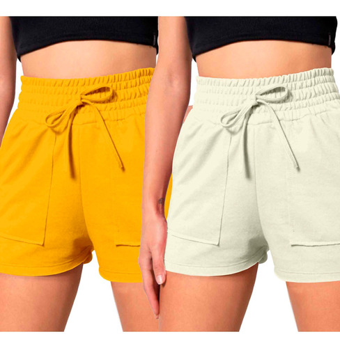 Short Fashion Modela Corpo Kit Duas Peças Liso Básico Praia