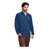 Camisa Azul Con Estampado De Cuadros 960-49