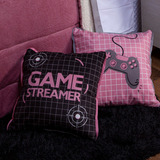 Par De Almofadas Cheias Game Streamer Preto/rosê 45cm X 45cm Cor Rose Desenho Do Tecido Gamer