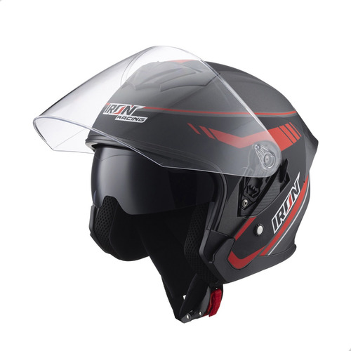 Casco 3/4  Ece Dot Doble Mica Ir291 Benjamin Rojo Talla L