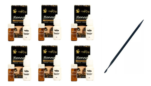 Combo 6 Kits Henna Sobrancelhas Makiaj  + Palito Dosador