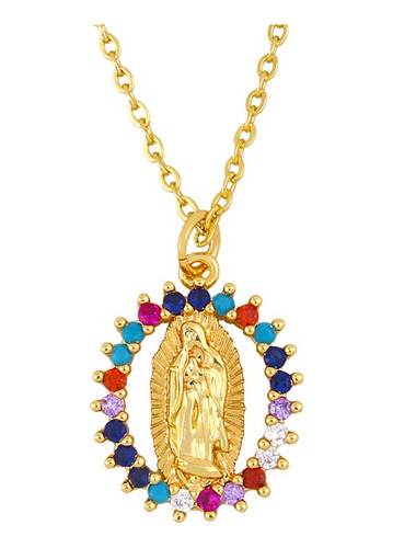Collar Medalla Virgen Guadalupe Cadena Para Mujer Chapa Oro