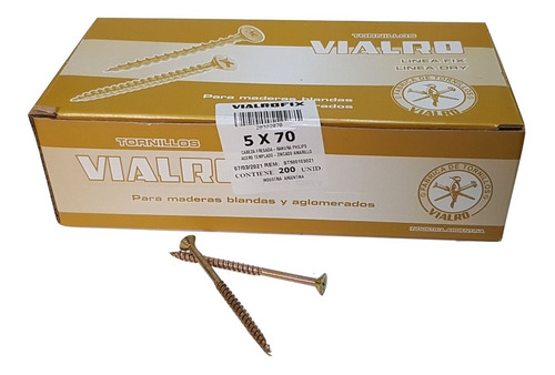 Tornillos Fix Autoperforante Madera 5,0 X 70 Caja X 200 Unid