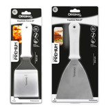 Kit 2 Espátulas Inox Lanche Reta E Curva Chapeiro E Cozinha