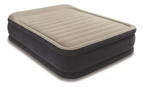 Colchon Ilable Queen Deluxe Doble Altura Bomba Intex Color Gris