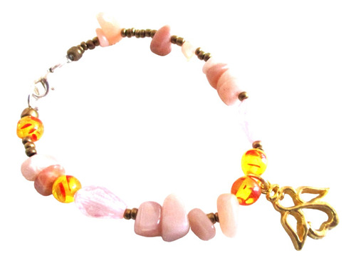 Vishudi Pulsera Cuarzo Lunar Rosa Y Ángel