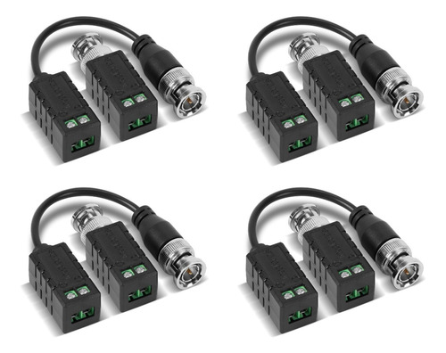 Kit 4 Video Balun Bnc Passivo Cftv Hd 4k Original Intelbras