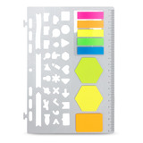 Régua De Pvc Com Sticky Notes E Stencil P/ Fichários - A5