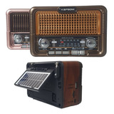 Rádio Recarregavel Retro Bluetooth Usb Am Fm Placa Solar