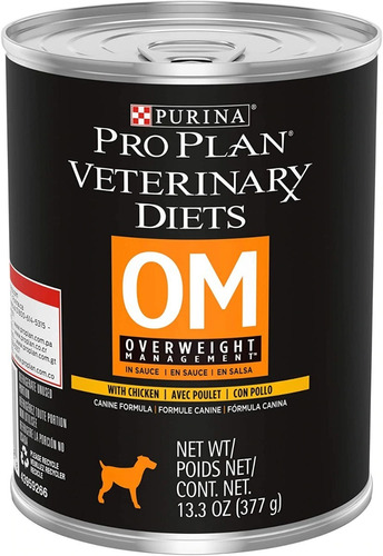 Alimento Pro Plan Veterinary Diets Om Overweight Management Canine Para Perro Adulto Todos Los Tamaños Sabor Mix En Lata De 370g