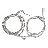 2 Pulseras Pareja Magnéticas Acero Inoxidable Regalo Amante