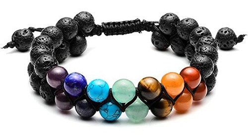 Pulsera Doble 7 Chakras Piedra Natural 8mm