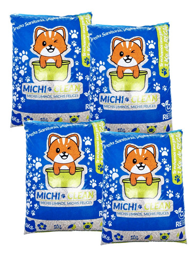 Michi Clean 24 Kg Arena Súper Premium Para Gato 4 X 6 Kg