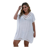 Saída De Praia/banho Plus Size Com Crochê Camisa Promoção