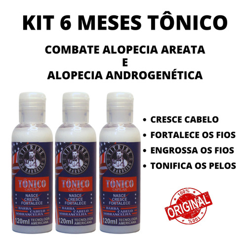 Kit 6 Meses Alopécia Androgenética Nasce Cresce E Fortalece!