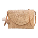 Bolso De Hombro De Paja For Mujer, Casual, De Playa, Verano